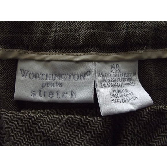 Worthington 14P x 20" Brown Plaid Mid Rise Cropped Cuffed Pants 14S capri crop - Picture 5 of 8